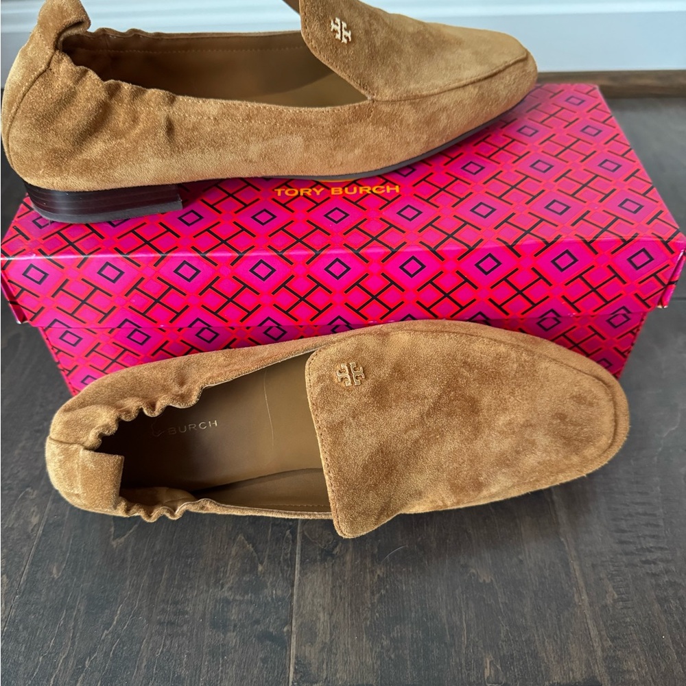 Tory Burch Tan Flats Suede Loafers